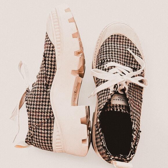 Tory Burch Camp Houndstooth Chunky Sneakers | Y2K Streetwear | Size 9 Pre-Loved - Picture 1 of 8